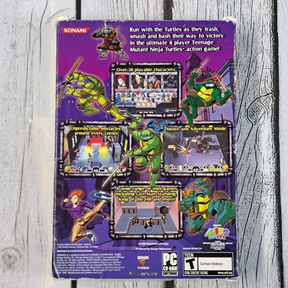 TMNT Mutant Melee Teenage Mutant Ninja Turtles KONAMI PC GAME  2005 CD ROM